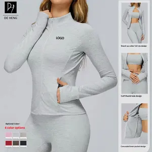 Wholesale Quick Dry Activewear Women'S Yoga Sports Jacket Full Zip Lightweight Workout Zip-Up Pocket Running Women Gym Jacket