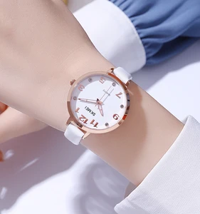 SKMEI 2028 Newest Women Genuine Leather Watch Luxury 3ATM Waterproof Business Quartz Watch