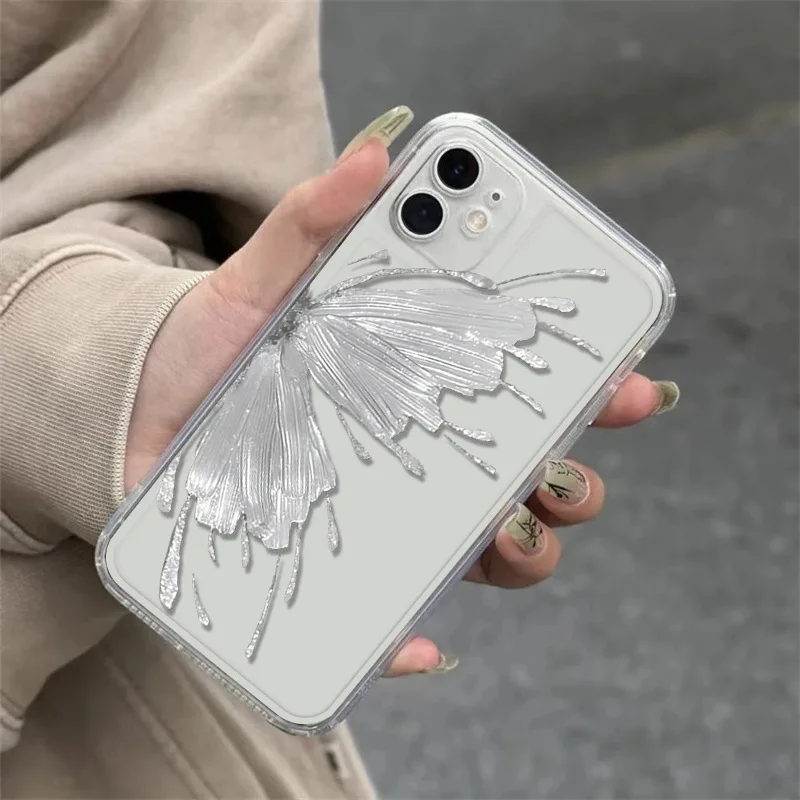 Laudtec Premium Butterfly Wings Originality Phone Case for iPhone 16 pro max with Oil Painting Silver Shockproof Case details