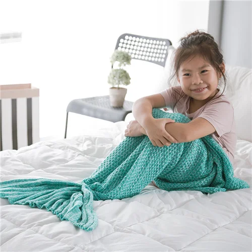 Soft INS same style suitable for spring and autumn children's mermaid tail knitted blanket factory