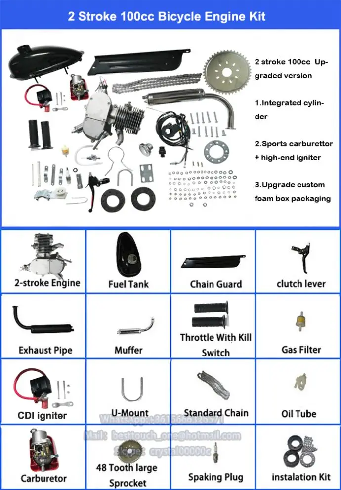 Wholesale Petrol 48Cc 49Cc 50Cc 80Cc 100Cc 110Cc Motorized Bicycle Engine Motor Kit for Bicycle