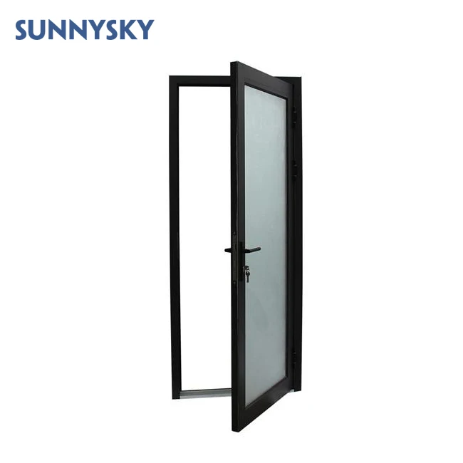 Sunnysky Fancy Cheap Security Double Glass Hurricane Proof Impact Black Color Swing Door for Residential Projects