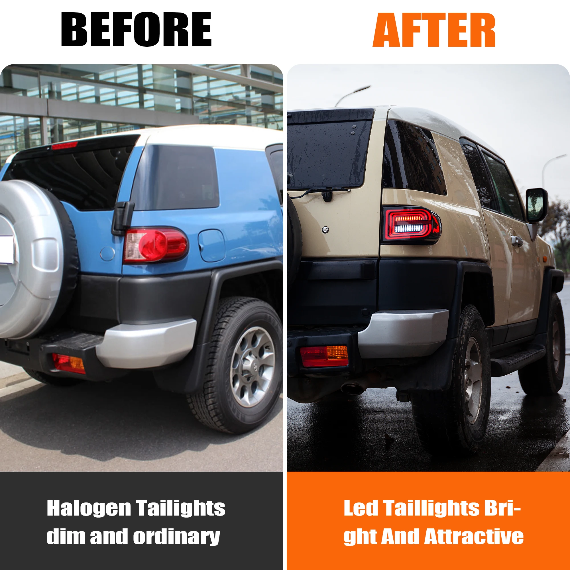 DK Motion Modified Car Led Tail Lamp Light for Toyota Fj Cruiser 2007 - 2017 With Sequential Turning Signal