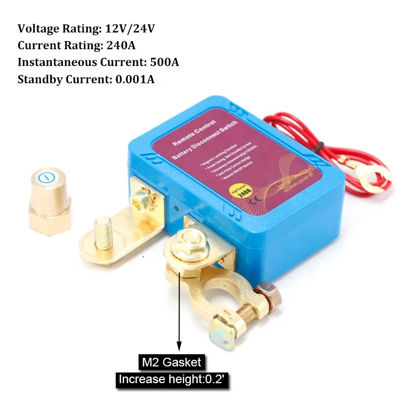 12V 240A Battery Disconnect Switch Isolator Power Saving Battery Disconnect Cut Off Switch Magnetic Latching Relay  Remote