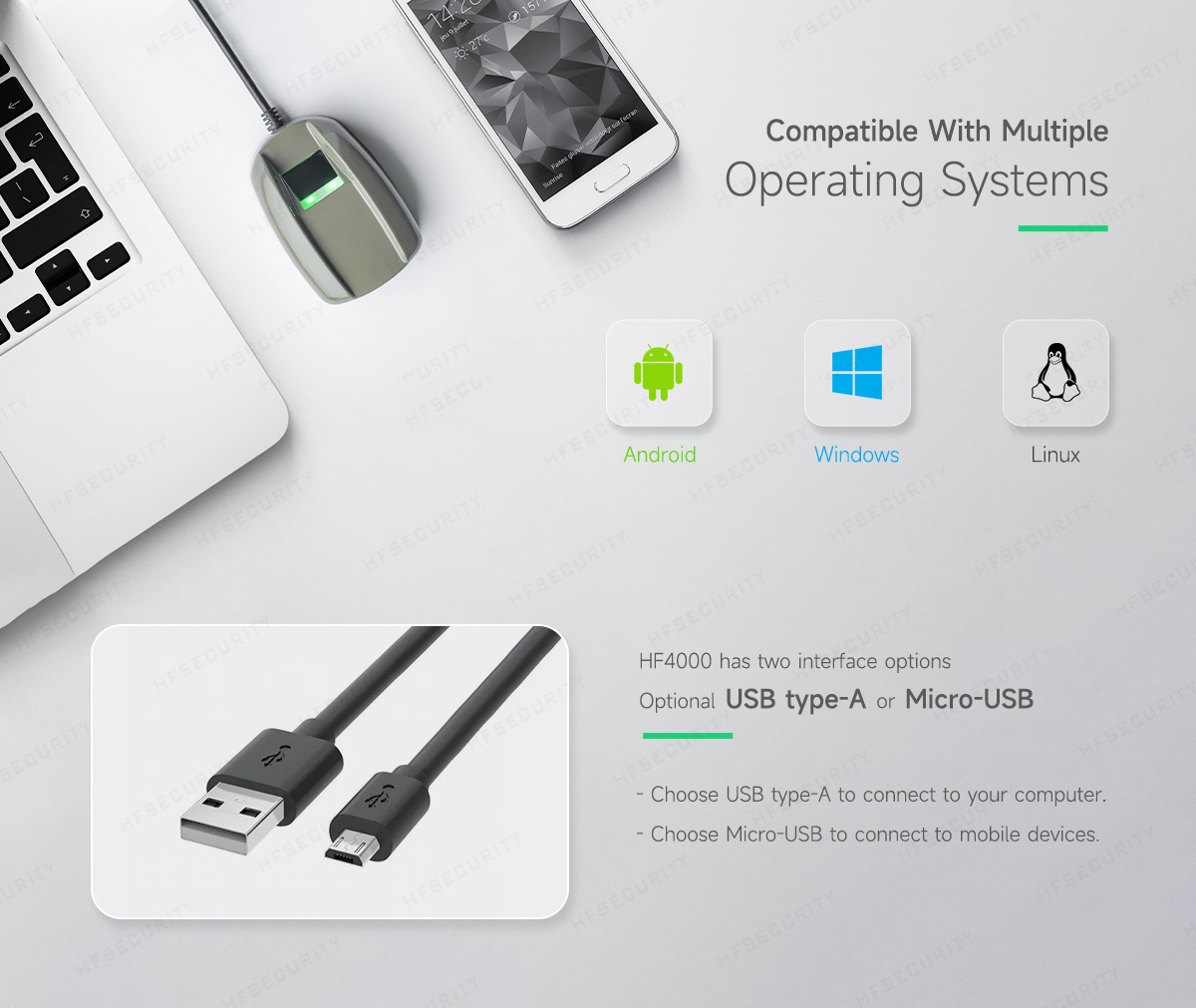 HF4000 Free SDK Android Linux Windows Fingerprint Scanner Portable Biometric USB Fingerprint Scanner for Bank
