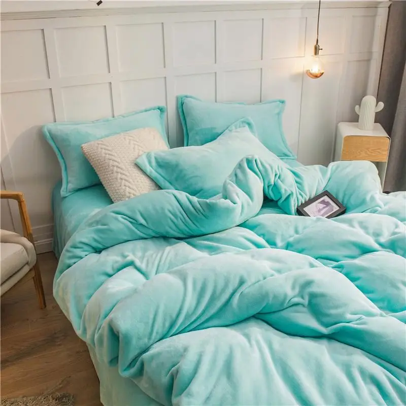 
 Двухразмерный цветной тканый простой окрашенный лохматый льняной вельветовый фланелевый пододеяльник набор  