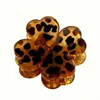 Four-leaf clover magnetic hair clip - leopard print brown