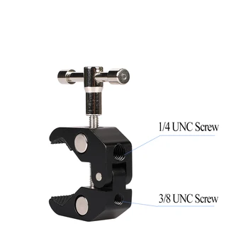 Kaliou J023 Large Crab Clamp with Black Aluminium Alloy UNC 1/4 and 3/8 Screw Hole for Magic Arm Photo Studio Accessories detail image