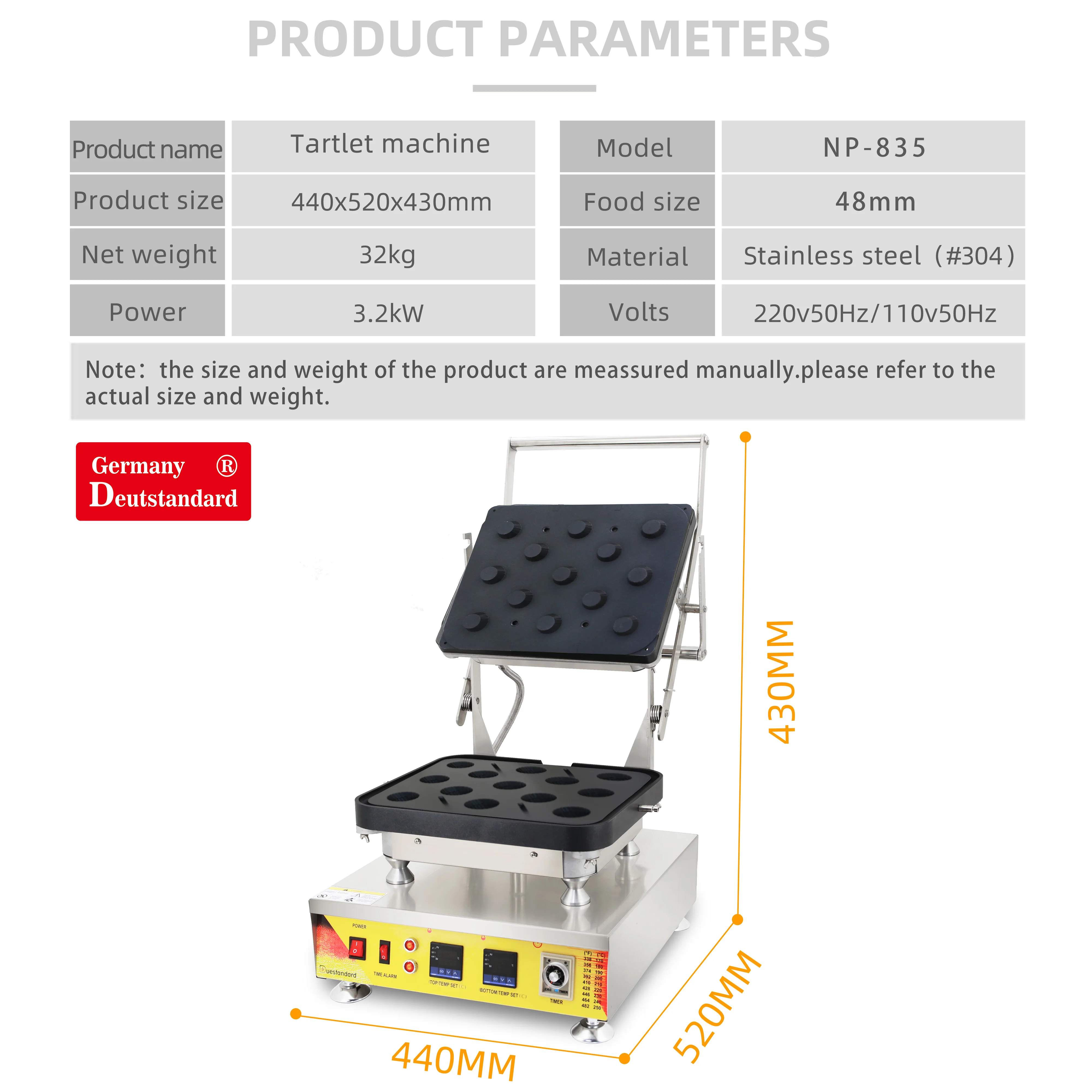 Germany Deutstandard NP-835 Waved 48/36 mm 13 Hole Machinery Tools Making Mould Tarte Machine Molds Egg Tart Presser From China