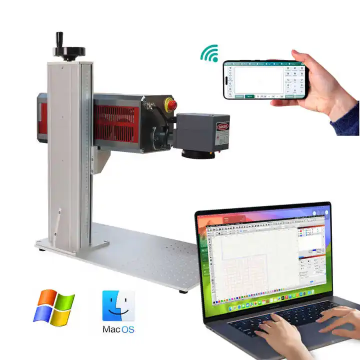 Integrated 30W RF CO2 Galvo Laser Marking Machine Non-Metal Materials Cutter Engraver DXF PLT BMP AI DWG for Wood Wood