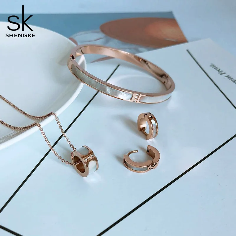 Shengke K0093 Jewelry Set (Earings, Bracelet & Necklace) - Rose Gold image