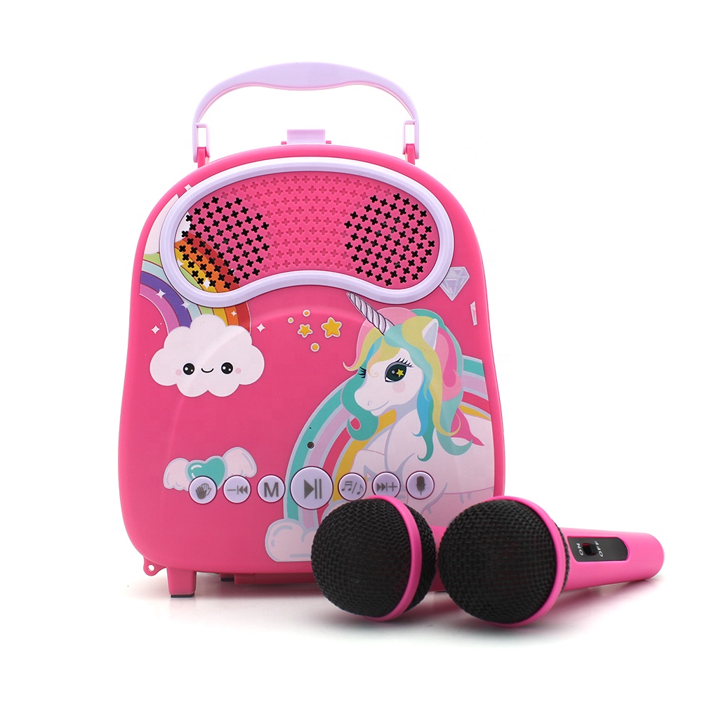 Популярный хит продаж, Беспроводные Usb Tf Проводные микрофоны, динамик, Портативная сумка для переноски, детский караоке с 2 микрофонами