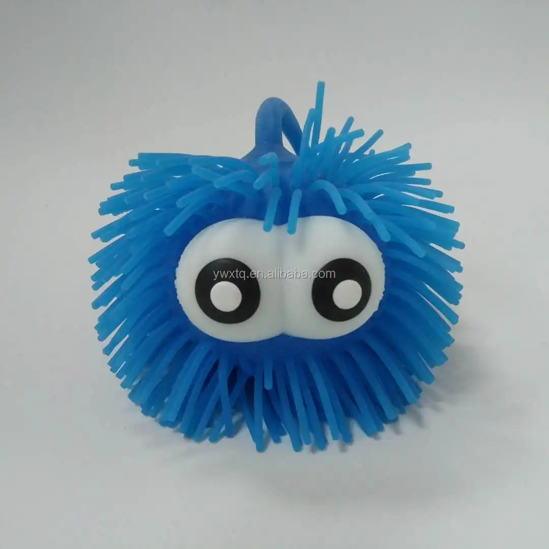 Kehui Factory CustomLED Flashing Puffer Ball Monster Puffer Ball Soft Hairy Yoyo Puffer Ball With Eyes