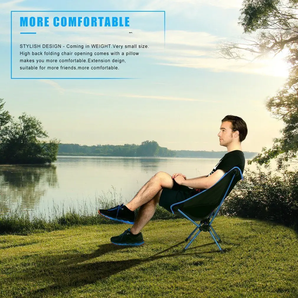 Oxford Quick Open Fishing Camping Folding Moon Chair, Mini Folding Camping Chair For Fishing