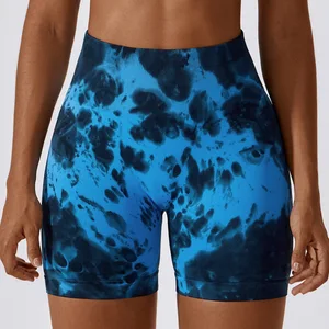 Women's Seamless Tie Dye Yoga Shorts High Quality Gym Fitness Sports Shorts High Waist Scrunch Butt Yoga Shorts