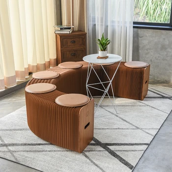 ih  折りたたみ ペーパーロングベンチ Ihpaper Foldable 3-Seater Honeycomb Paper Bench for Living