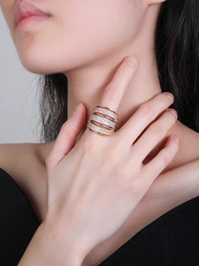 Classic Women's Engagement Wedding Eternity Gift Ring Sparkling Zircon Gemstone Inlay Micro Insert Technology Brass Daily Wear