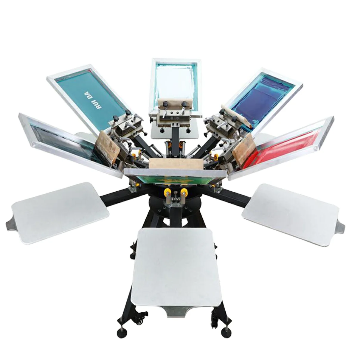 Doyan Printing Machine Print Maker Silk Screen Carousel 6 Color 6 Station Screen Printing T Shirt Machine