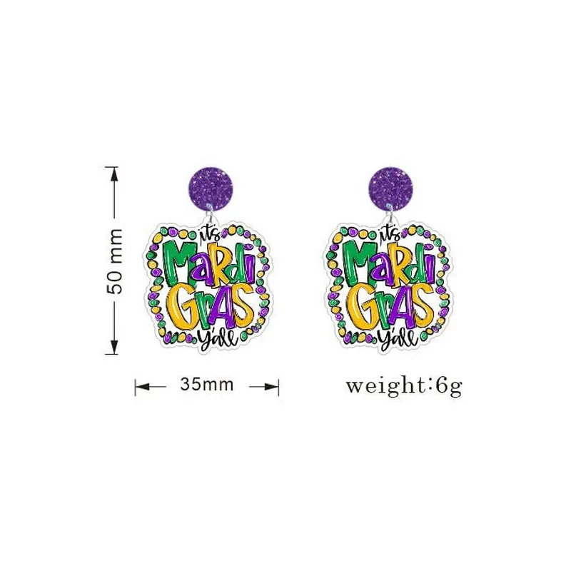 acrylic mardi gras earrings