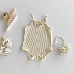 New Summer Outfit Baby Girls Solid Casual Strap Baby Rompers