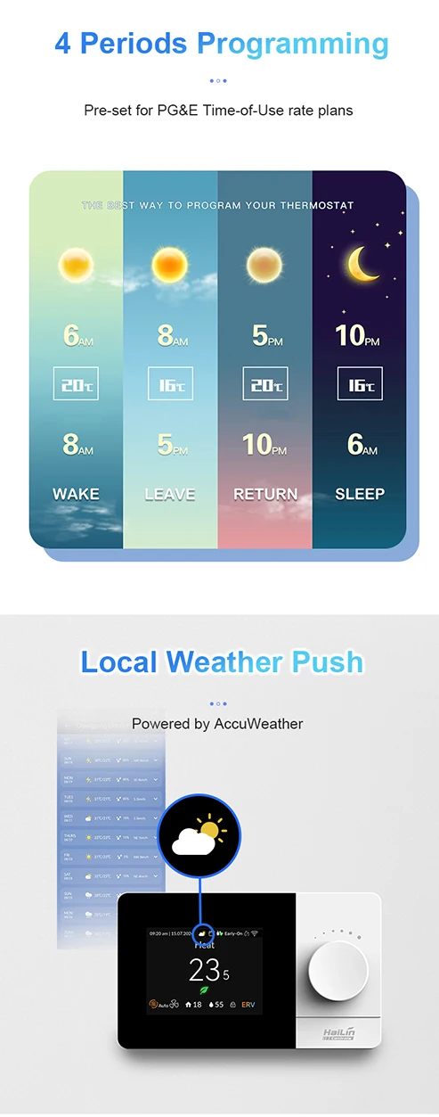 HaiLin Smart WiFi Programmable Smart Thermostat for HVAC Systems Works With Alexa and Google Assistant