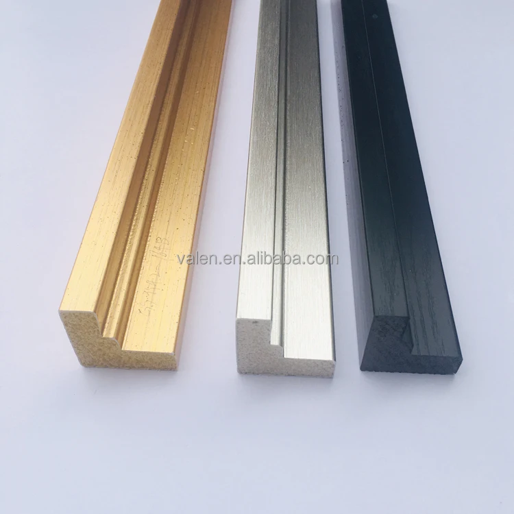 Free Sample Ps Material Frame Floater Canvas Oil Painting Black Sliver Natural Wood Color L Shape Canvas Floating Frame Moulding