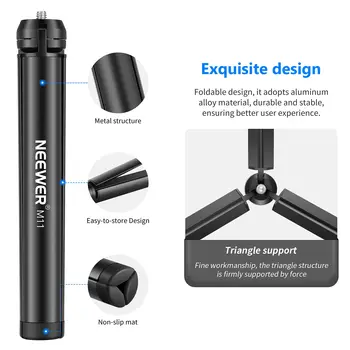 1/4 Screw Tabletop Handheld Tripod NEEWER Metal Mini Tripod Stand for Gimbal Handle Grip Stabilizer DSLR Camera Monopod product image