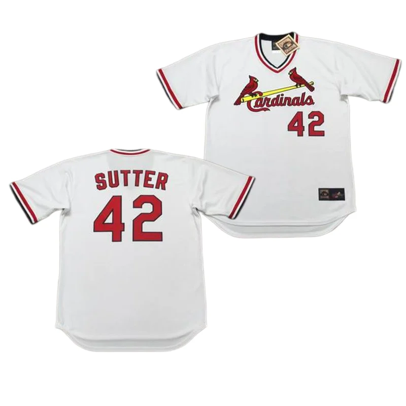 Wholesale Men's St. Louis 42 BRUCE SUTTER 45 BOB GIBSON 47 JOAQUIN ANDUJAR  51 WILLIE McGEE 57 DARRYL KILE Baseball Jersey Stitched S-5XL From  m.