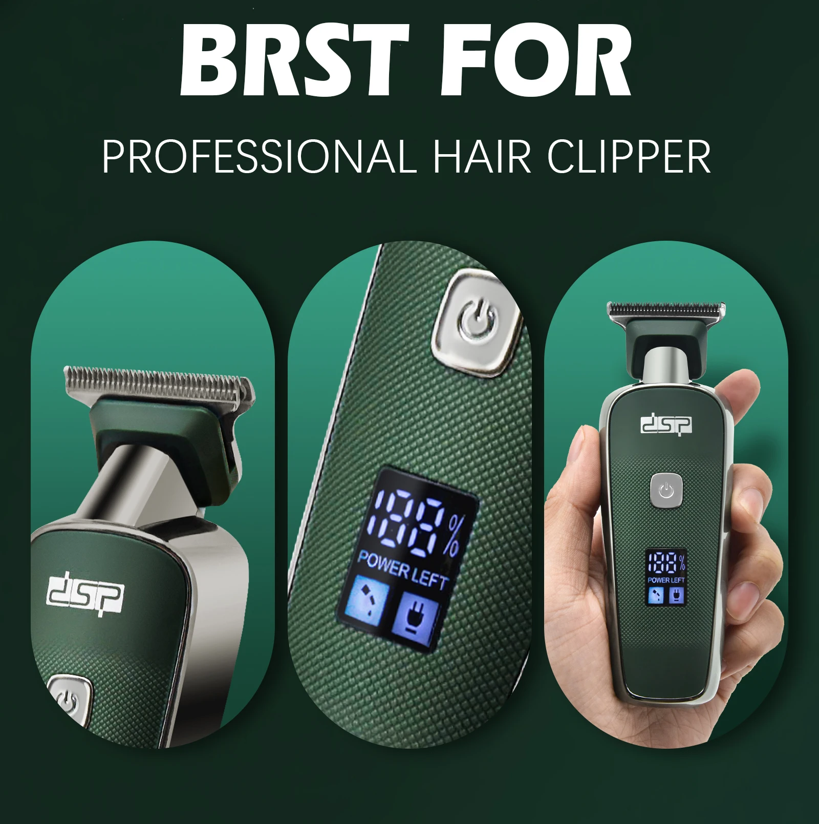 DSP Barber Professional LED Digital Display Electric Hair Clipper Plug and Play USB Rechargeable Cordless Hair Trimmer