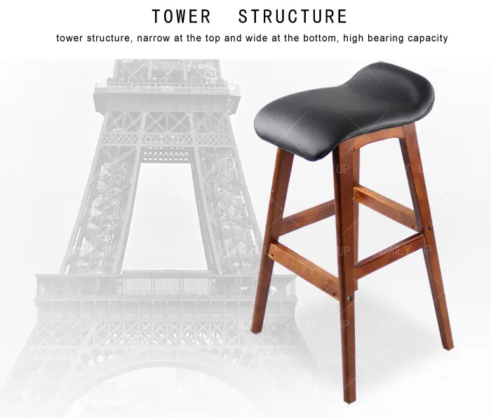 Wholesale High Bar Stool Nordic Wooden Chair With Footrest PU Leather And Fabric Square Stool For Kitchen Dining And Counter