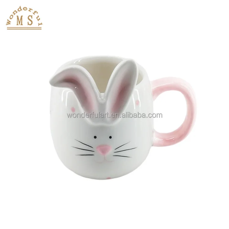 Customized Kitchen Ceramic stoneware saucers porcelain Tableware  Rabbit water cup coffee milk mug for Easter Holiday Decoration