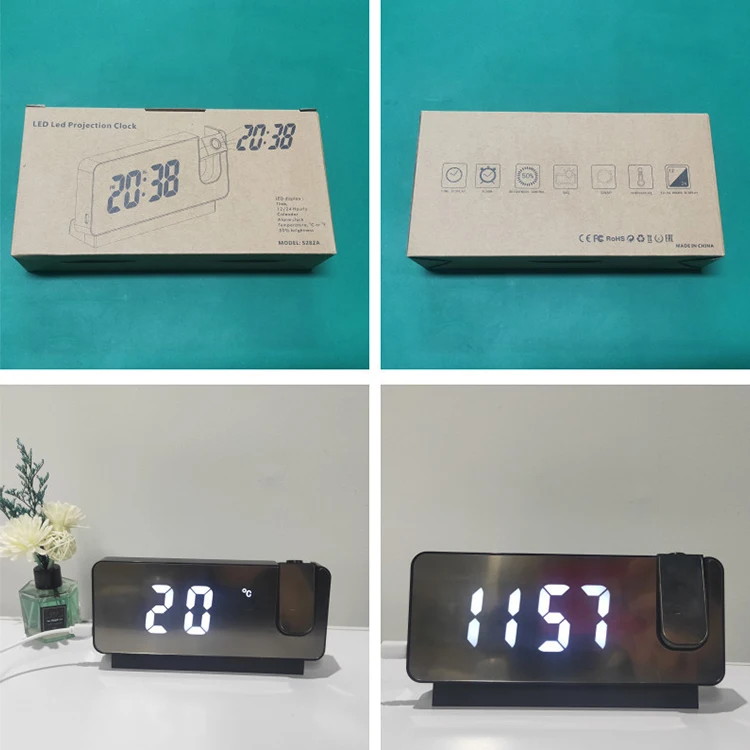 Digital Clock With Projector Laser Featuring Light Office Large Led Alarm Clock Projection On