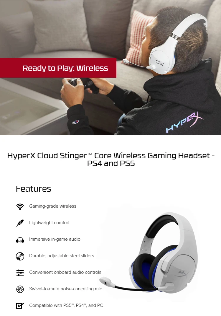 HyperX Cloud Stinger Core - Wireless Gaming Headset for PS5-PS4