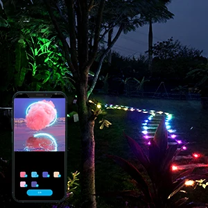 product 15 pack ip67 waterproof outdoor ground garden lawn walkway 36ft multicolor rgbicw pathway led string lights with app control-40