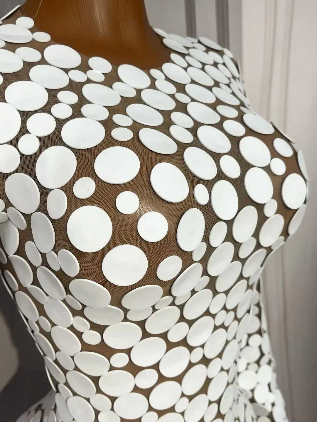 Elegant White 3D Polka Dot Bodycon Mesh Dress 5 H3f049f11b47f441a843daeeb8c74e0adr