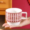 Red houndstooth stacking cup single cup