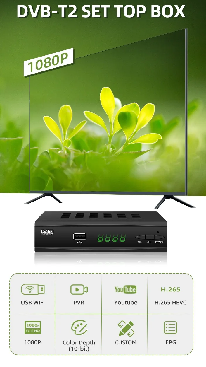 Italian Tv Box Full Hd 1080p Fta Italy Decoder Dvb T2 Cccam Europe Usb Wifi Set Top Box Dvbt2