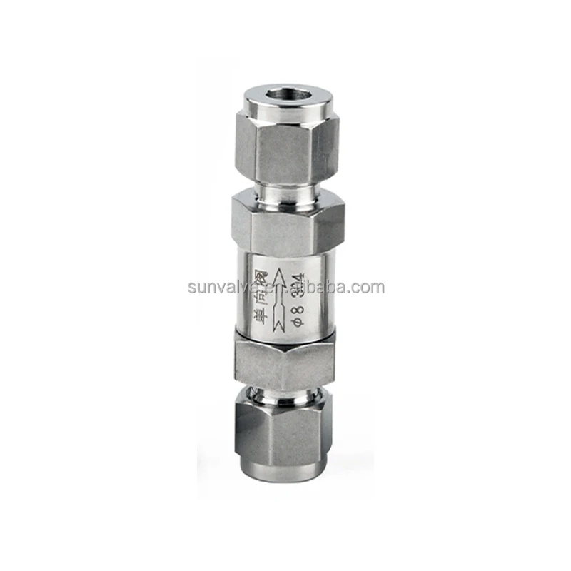 Stainless Steel Compression One Way Check Valve 8mm Tube Od High