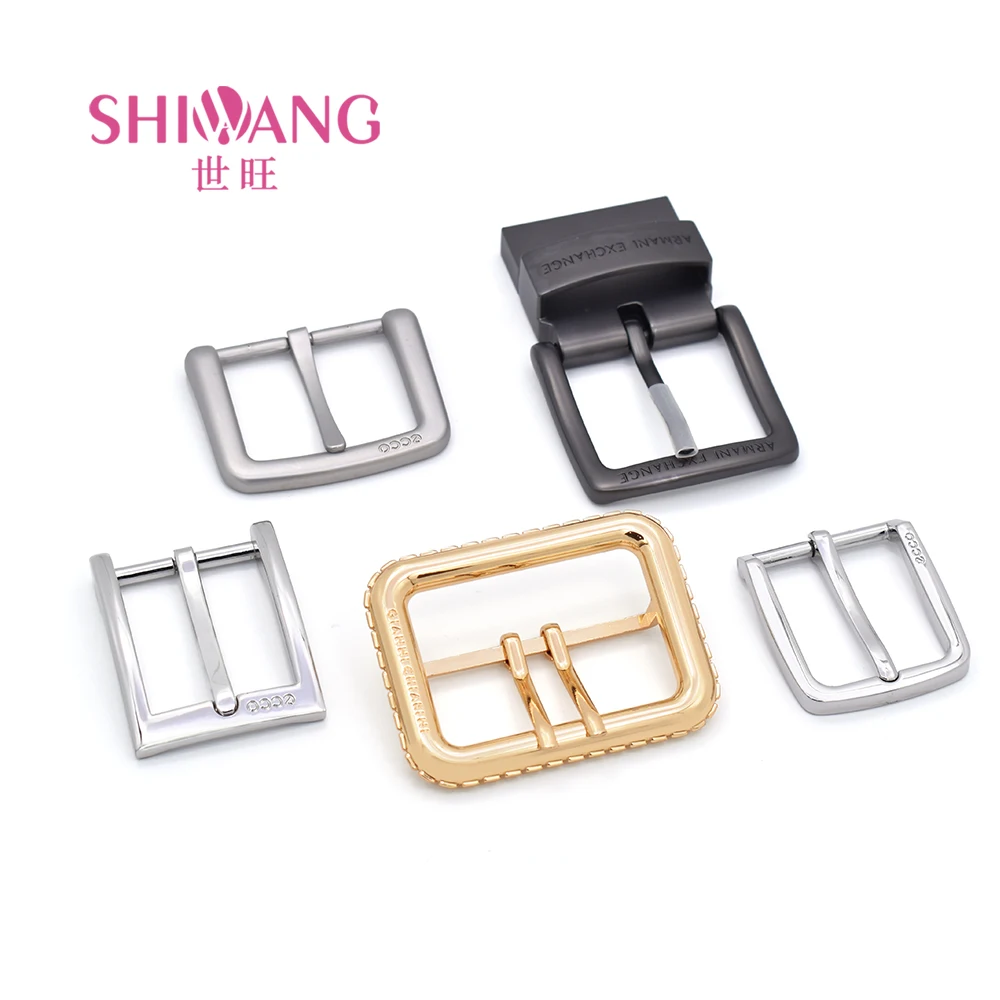 Component Round Double Pin Adjustable Custom Logo Gold Leather Belt Accessories Strap Metal Buckle for Men