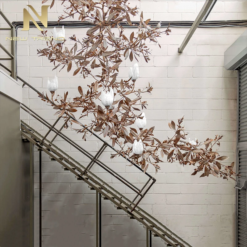 CPL-388 Nature Style Residential Decoration Indoor Hotel Lobby Staircase Villa Living Room Magnolia Modern LED Chandelier Pendant Light