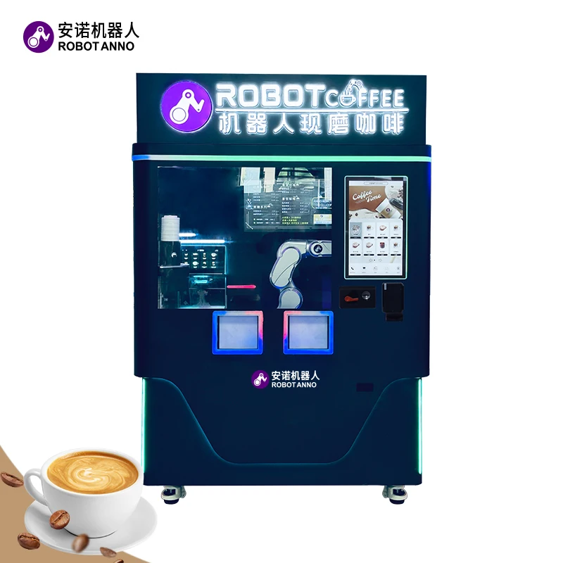 RobotAnno Best Price Coffee Robot Barista Vending Machine Automatic Robotic Ice Coffee Kiosk with Touch Screen