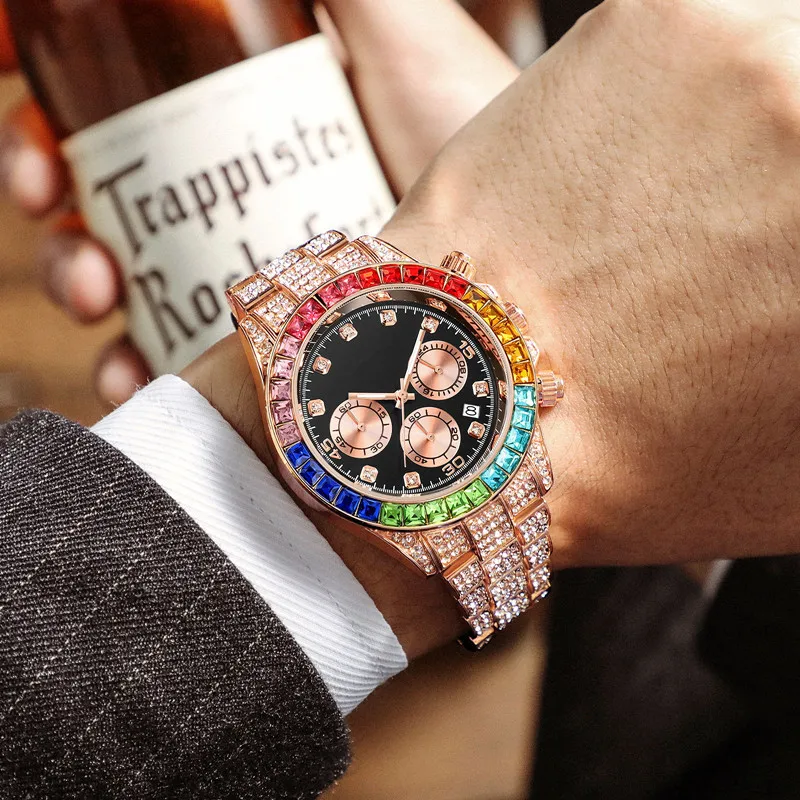 OEM Color Diamond Men's Watch Full Diamond Watch Men's and Women's ...