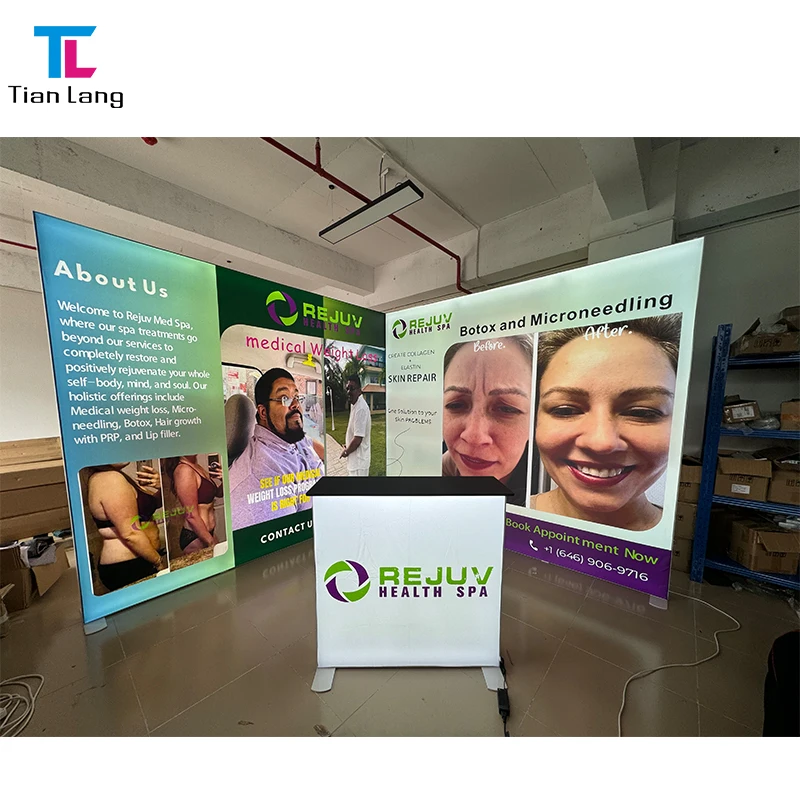 China Manufacturer Custom printing Large Frameless Fabric SEG Backlit display LED Advertising indoor light box frames