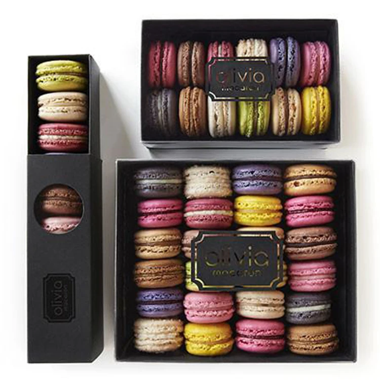 Sliding Kraft Cardboard Gift Drawer Box Custom Printed Cookie Biscuit Macaron Packaging Paper Drawer Box