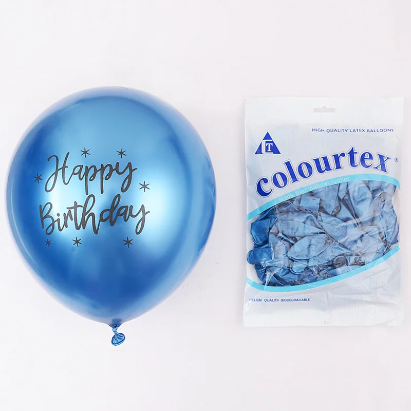 Chrome Balloons Multicolor Happy Birthday Metallic Balloons 12 Inch Latex Metallic Balloon for Women Kids Baby Shower Party