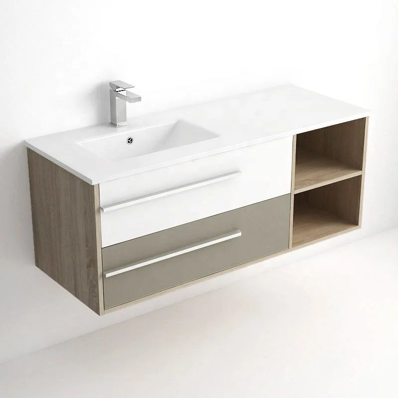 20 Inch Small Corner Floating Bathroom Vanity Unit With Ceramic Sink