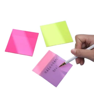 S3002 Cute Circle Self-Adhesive Note Pad Super Custom Shaped Transparent 3x3 Tabbed PET Memo Neutral Color Sticky Notes