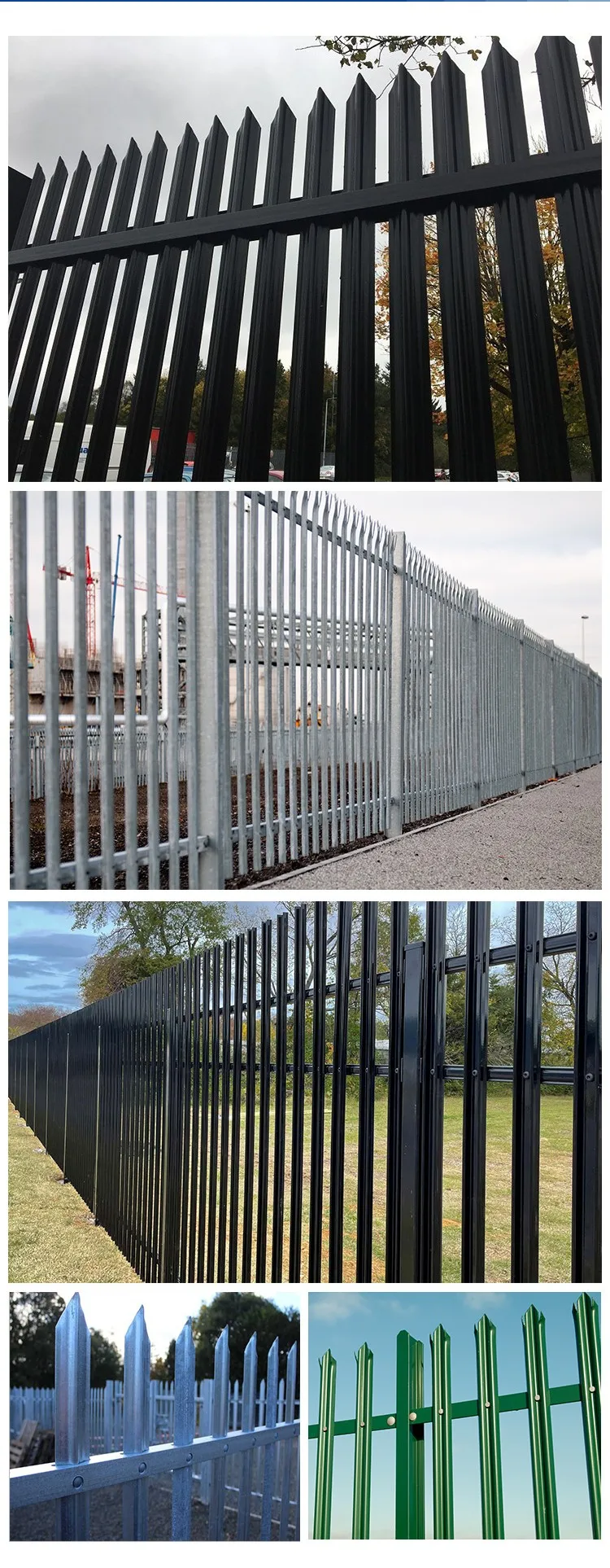 China Supply Easily Assembled W Style Galvanized Steel Palisade Fencing