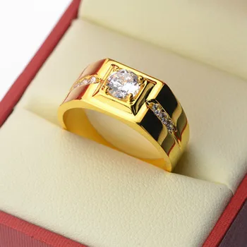 Gentleman Temperament Plated 24K Gold/Silver Ring For Men Wedding Rings Gold