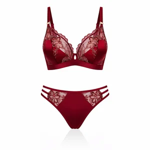 Wholesale Sexy Underwear with Oversized High Shine Satin Ribbon Bows Luxurious Gold Embroidery Women Lingerie for Sexy Panties